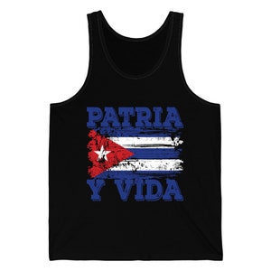 Cuba Patria y Vida Flag Distressed Vintage Cuban Flag Tank Top For Men Women
