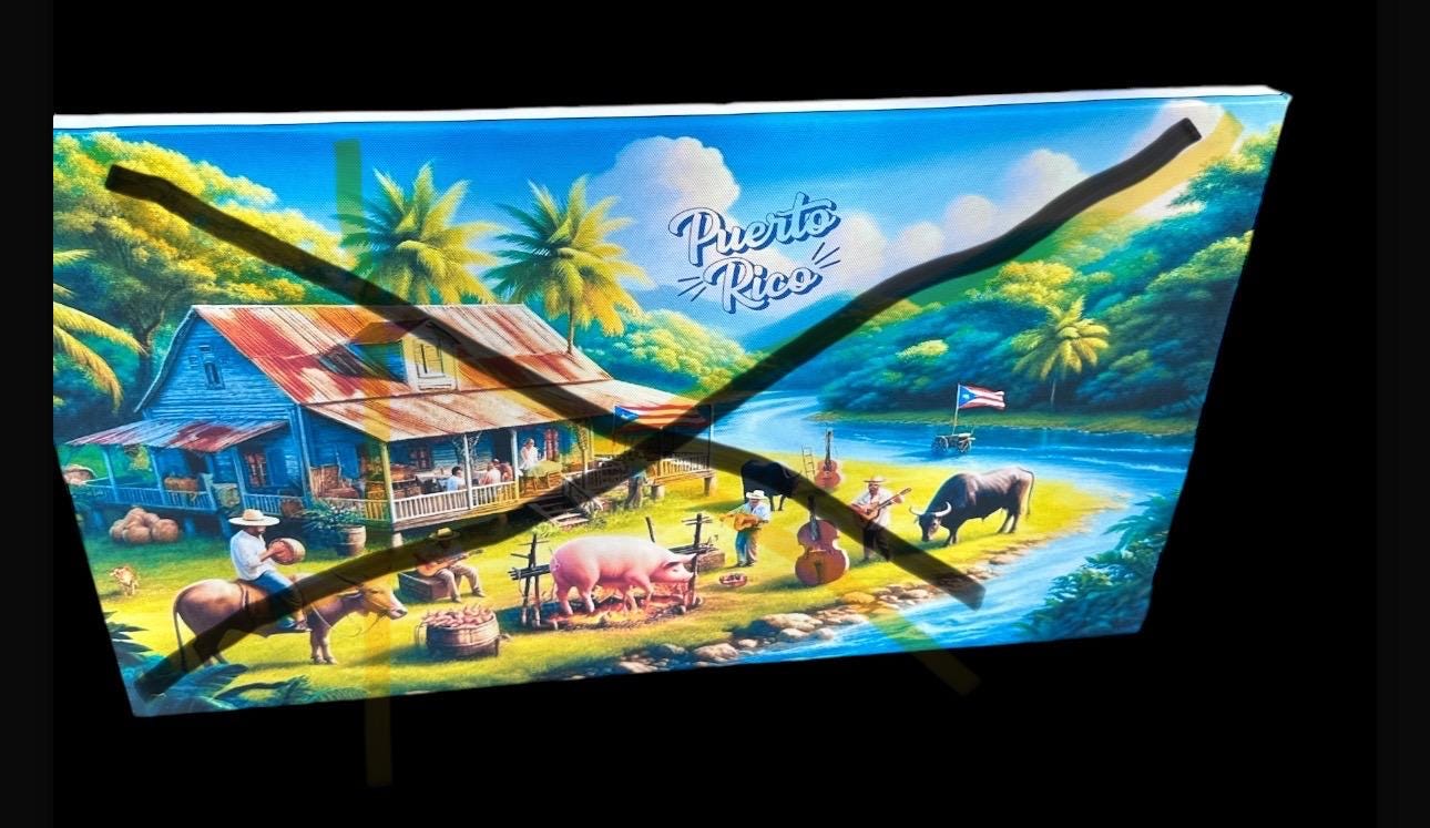 Cuadro de canvas  estampas de  puerto Rico souvenir  21” x 13   En marcados