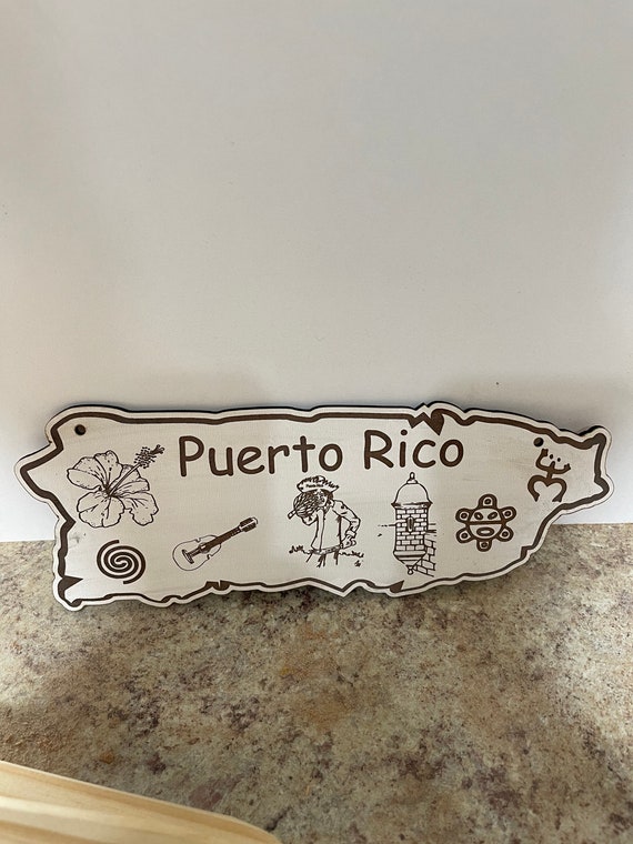 Puerto Rico Souvenir Grabado Láser Grabado Grabado Láser Madera
