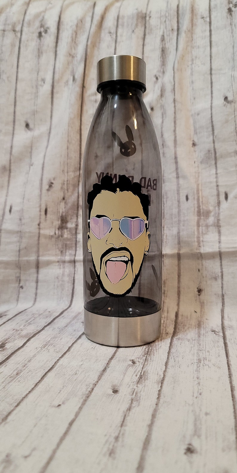 Bad Bunny Water Bottle Custom Bad Bunny Water Bottle Bad Bunny Etsy
