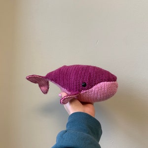 Small Pink Humpback Whale | Stuffed Animal Toy Amigurumi | Handmade Crochet Wool | Baby Humpback Whale Calf | Home Decor