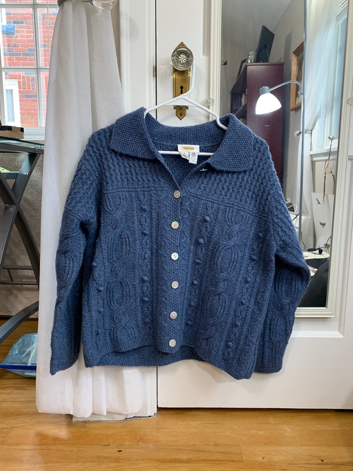 Talbots blue wool cardigan sweater 100% pure new wool | Etsy
