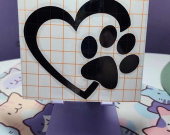 Pawprint Heart - Animal Lover Decal