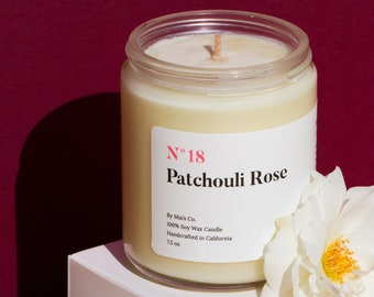 N18 Patchouli Rose Candle | Handmade Soy Candles | Gift for Her | Scented Candles Gift | Mia's Co.