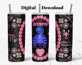 Scorpio Zodiac 20oz Tumbler Wrap: Horoscope Sublimation Design (Digital Download)