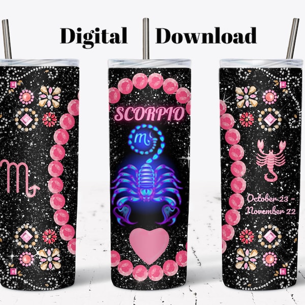 Scorpio Zodiac Tumbler Wrap 20 oz Skinny Horoscope Red Tumbler Sublimation Transfer Tumbler Sublimation Design Straight tumbler wrap