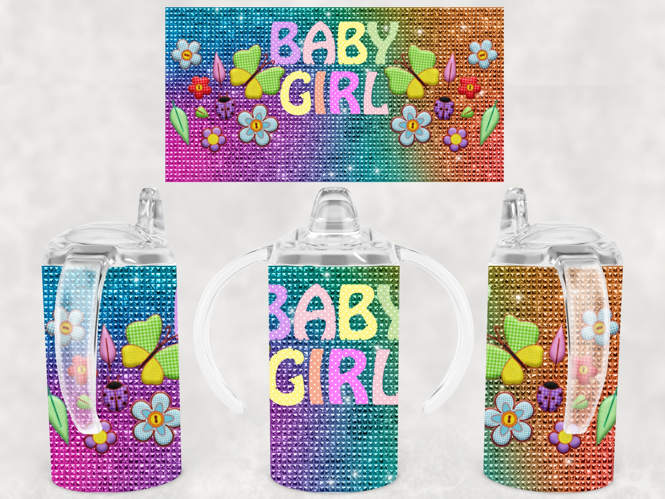Baby Girl 12oz Sippy Cup Straight Sided Full Wrap Tumbler Etsy