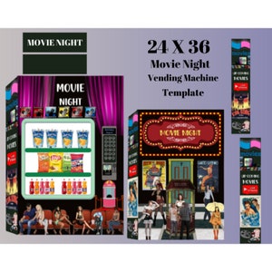 Vending Machine Template PNG, Movie Night, Vending Machine PNG, Vending Machine Wrap Template, DIY Movie Night Vending Machine Template