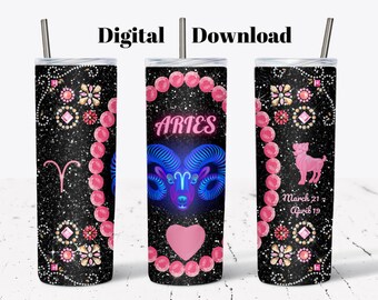 Aries Zodiac 20oz Tumbler Sublimation Design (PNG Digital Download)