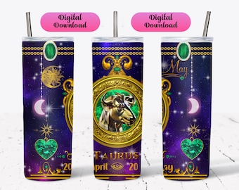 Taurus Zodiac Tumbler Wrap: Celestial Stars Design (Digital Download)