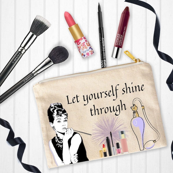 Makeup Bag Heat Transfer Press Let Your Self Shine Through Cosmetic Bag Sublimation Design Make Up Sublimation Makeup PNG