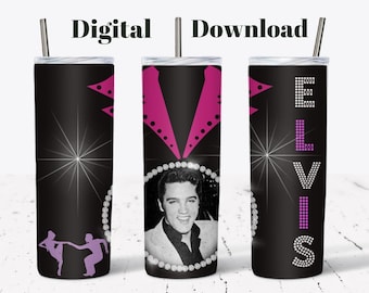 Elvis 20oz Tumbler Sublimation Design: Vintage Full Wrap (Digital Download)