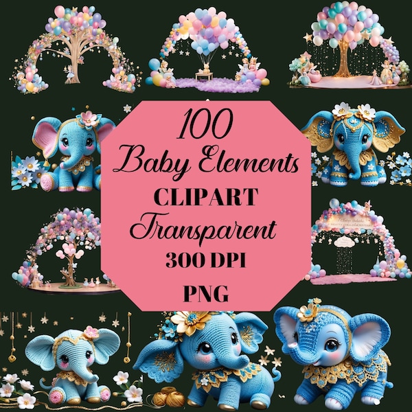 Baby Clipart Bundle, PNG, Nursery Decor, Baby Boy, Baby Girl, Baby Shower, Gender Reveal, Children Book, Birthday Clip Art, Infants Elements