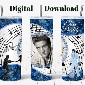 Elvis Presley Becher Design: 20 Unzen Sublimationsfolie (Digitale Datei PNG)