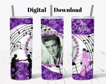 Disegno a sublimazione del bicchiere Elvis Presley: bicchiere sottile da 20 once (PNG e PDF)