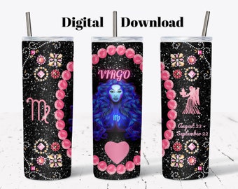 Virgo Zodiac 20oz Tumbler Wrap Sublimation Design (Digital Download)