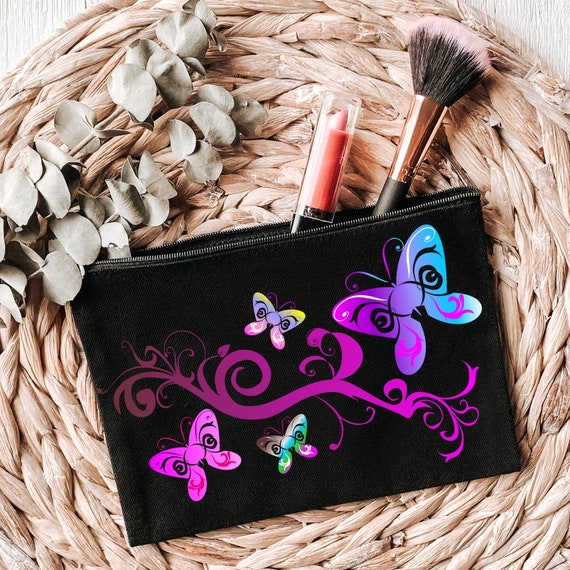 Butterfly Makeup Bag Sublimation Design: Cosmetic Bag Illustration