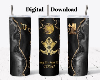 Virgo Zodiac 20oz Tumbler Wrap: Sublimation Design (Digital Download)