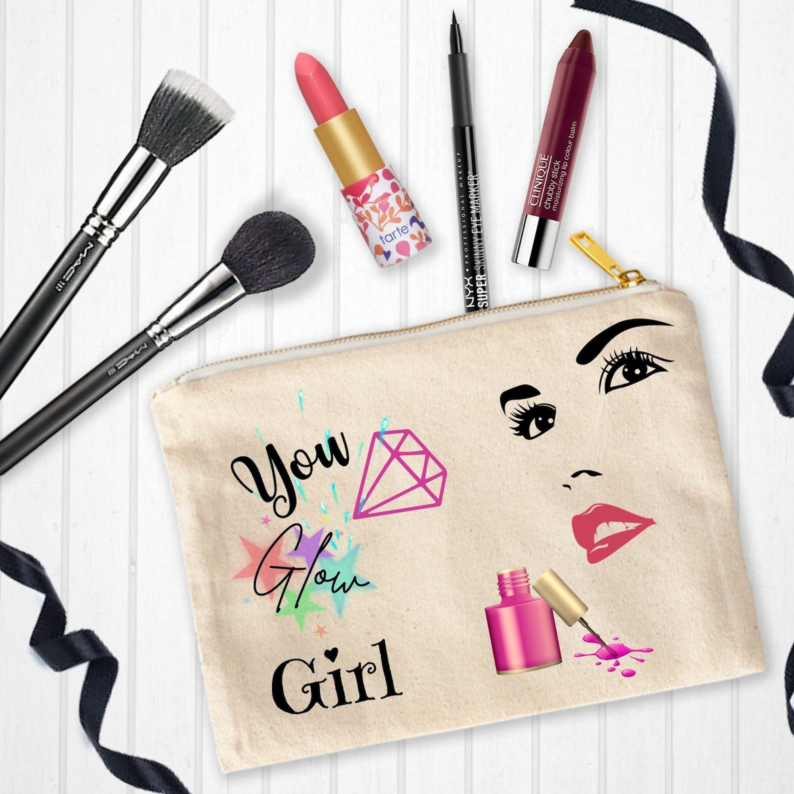 Make up Bag Sublimation Design You Glow Girl Cosmetic Bag Sublimation
