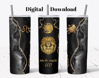 Leo Zodiac 20 oz Tumbler Wrap: Sublimation Design (Digital Download)