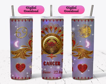 Cancer Zodiac 20oz Tumbler Sublimation Design (Digital Download)