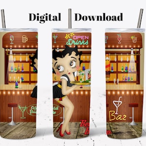 Betty Boop Bar 20 Oz Tumbler Sublimation Design (PNG Digital Download)