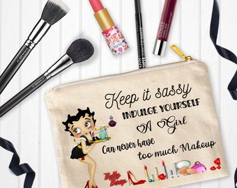 Sublimatieontwerp Betty Boop-make-uptas: Keep It Sassy, png (digitale download)