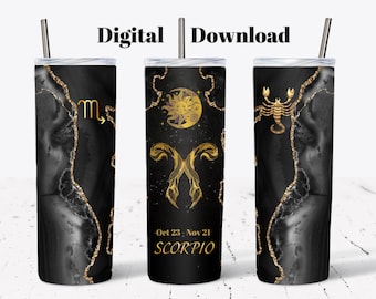 Scorpio Zodiac 20 oz Tumbler Wrap: Sublimation Design (Digital Download)