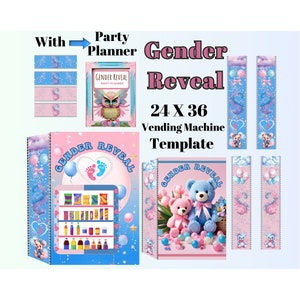 Gender Reveal Vending Machine Template (24x36 PNG Digital Download)