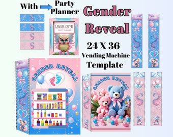 Gender Reveal Vending Machine Template (24x36 PNG Digital Download)