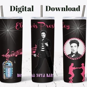 Elvis Presley 20 oz skinny skinny tumbler Straight wall Elvis Tumbler Sublimation Sublimation Sublimation 20 oz skinny tumbler sublimation transfer