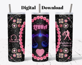 Libra Zodiac 20oz Tumbler Sublimation Design (Digital Download)