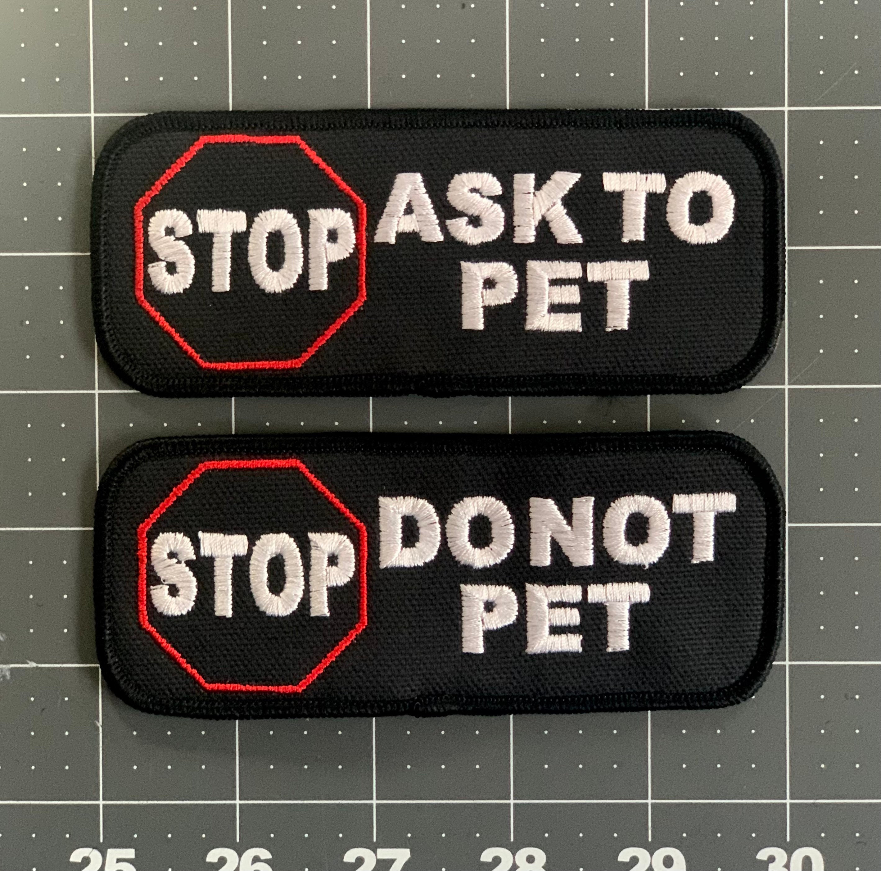 Do Not Pet Patch - Dog Harness Patches - Hi Vis Bright Green - Hook & Loop  or Sew On - Light Reflective - Animal Warning Sign Vest Badge