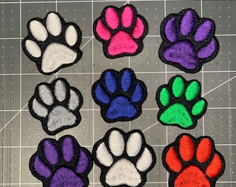 Embroidered Paw Print Sew-On Patches, Colorful Applique
