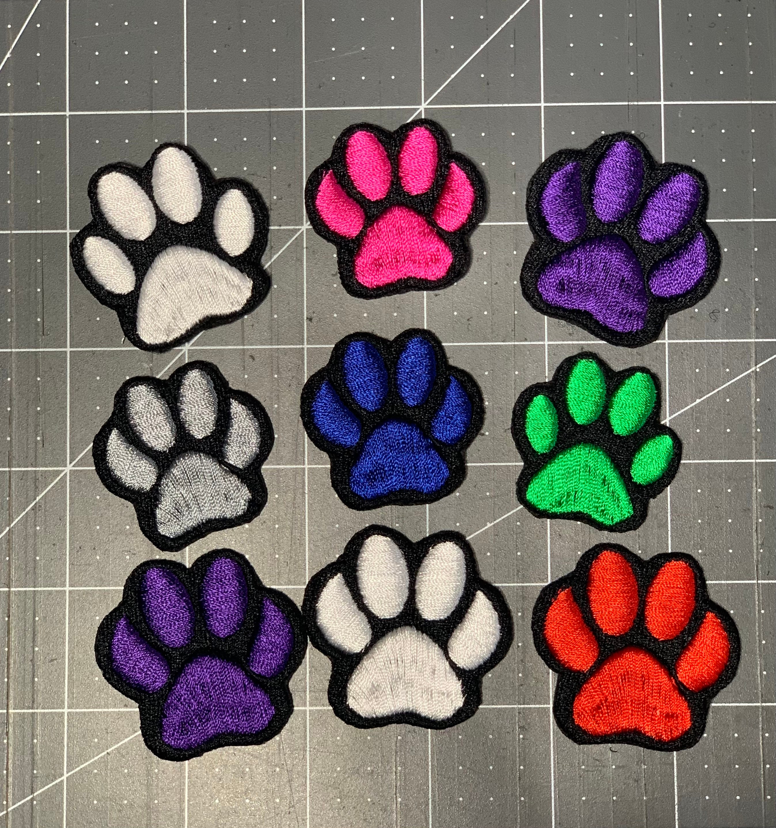 Embroidered Paw Iron-on Patch, 6Pcs Small Dog Paw Iron On/Sew on Patch,  Cute Morale Applique Repair Patch DIY Craft Accessories for Clothes Jacket