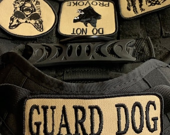 German Shepherd patches ready to attach to dog vest / harness. Dog vest harness patches, do not provoke patch, guard dog patch