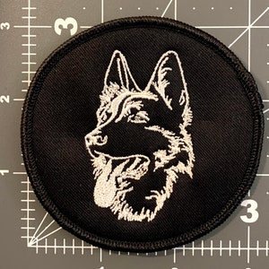 German Shepherd iron on patch, sow on or Attach and peel for attaching on harness/ dog vest, German shepherd head patch