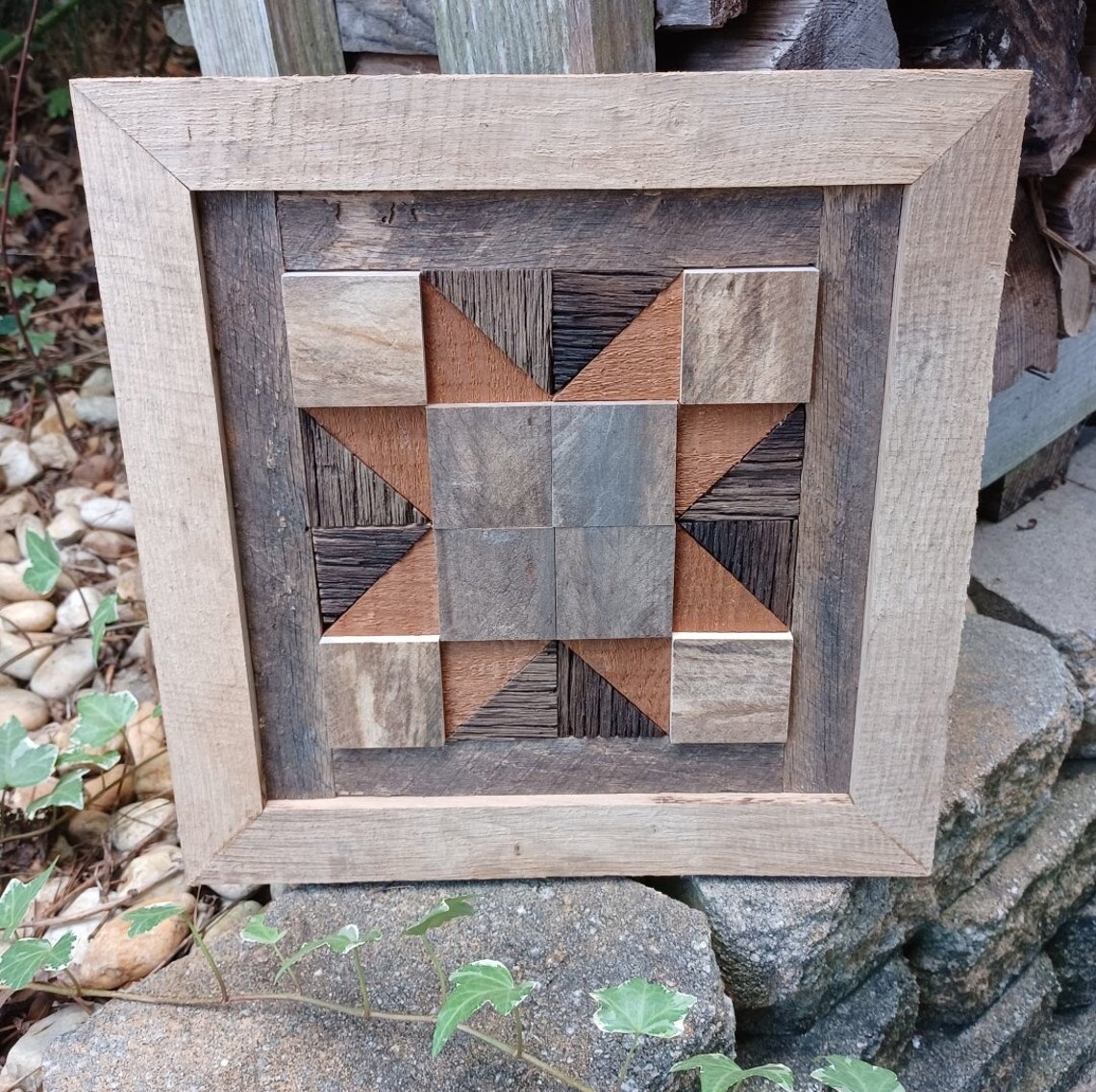 Wood Block Wall Art/small Wood Quilt Square/wall Decor Barnwood Quilt/12x12 Quilt Square/wood