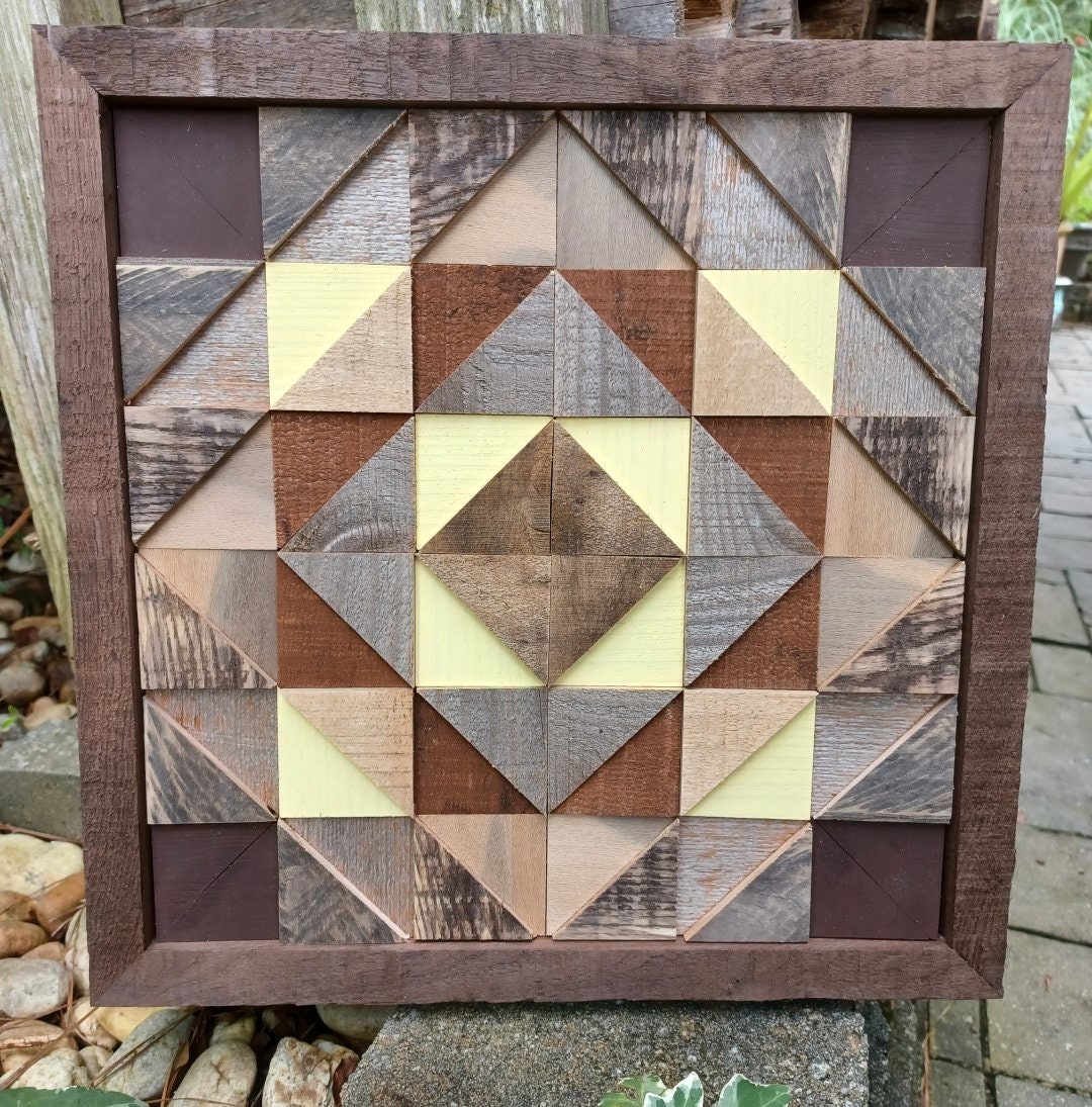 Wood Block Wall Art/small Wood Quilt Square/wall Decor Barnwood Quilt/12x12 Quilt Square/wood