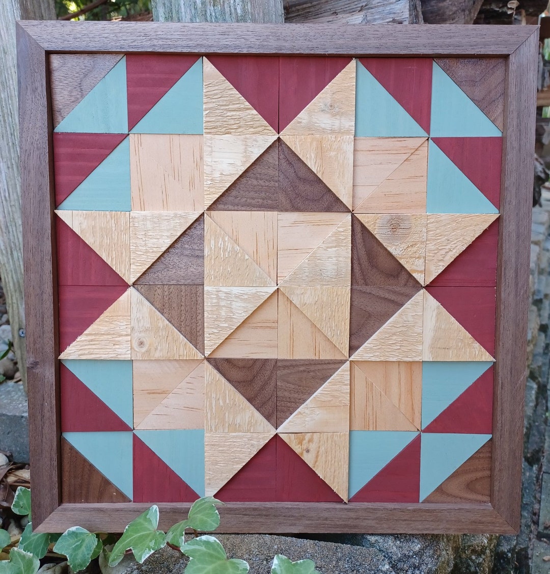 Wood Block Wall Art/small Wood Quilt Square/wall Decor Barnwood Quilt/12x12 Quilt Square/wood