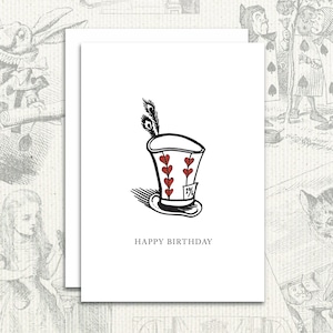 Happy Birthday Card, Alice in Wonderland, Thinking of You, vriendschapskaart, wenskaart, leuke verjaardagskaart, grappige wenskaart - A6