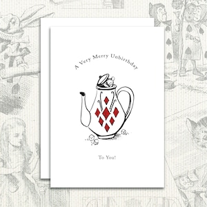 Sehr fröhliche Unbirthday Karte, Alice im Wunderland, Thinking of you, Freundschaftskarte, Grußkarte, Geburtstagskarte, Lustige Grußkarte - A6
