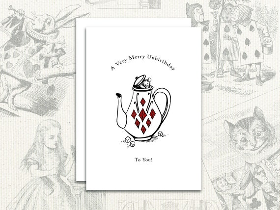 Une Tres Joyeuse Carte Unbirthday Alice Au Pays Des Etsy France