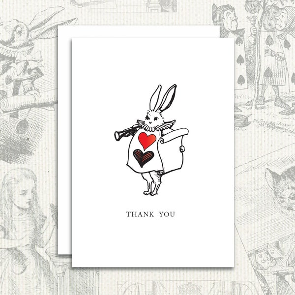 Thank You Card, The White Rabbit, Alice in Wonderland, Thank You Note, Thinking of you, Friendship Card, Funny Greeting Card, Cute Card - A6