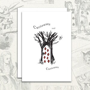 Cada vez más curiosa, Alicia en el país de las maravillas, Cita de libro, Pensando en ti, Tarjeta de amistad, Tarjeta de felicitación divertida - A6