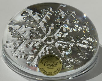 CRISTAL France Snowflake Paper Weight Garanti Plus DE 24% Genuine Lead Crystal