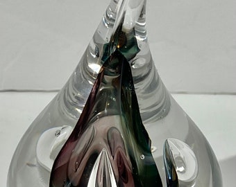 Rain Drop Art Glass Adam Jablonski Signed AJ Crystal