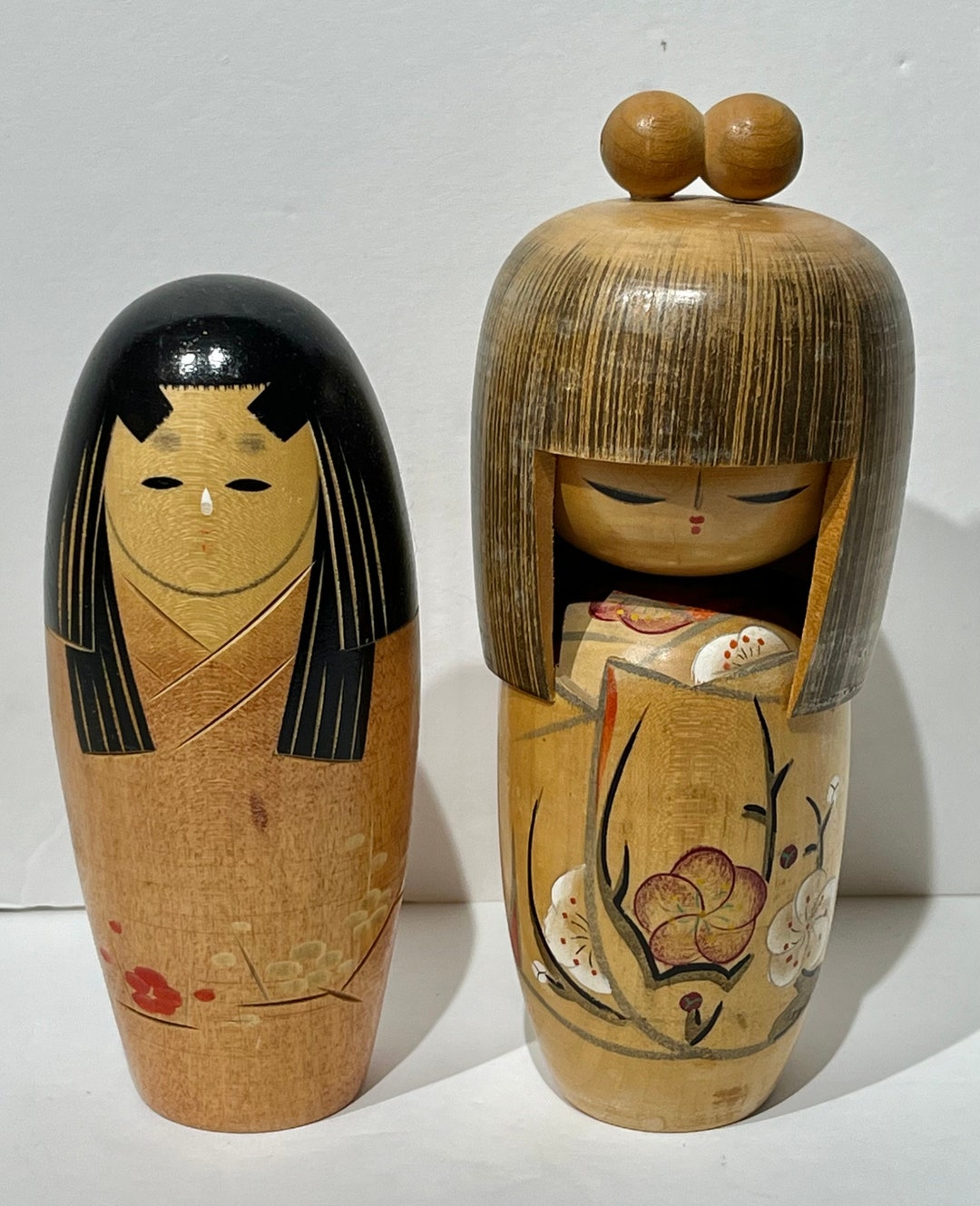 Vintage Japanese Kokeshi Dolls Set of 2 Etsy