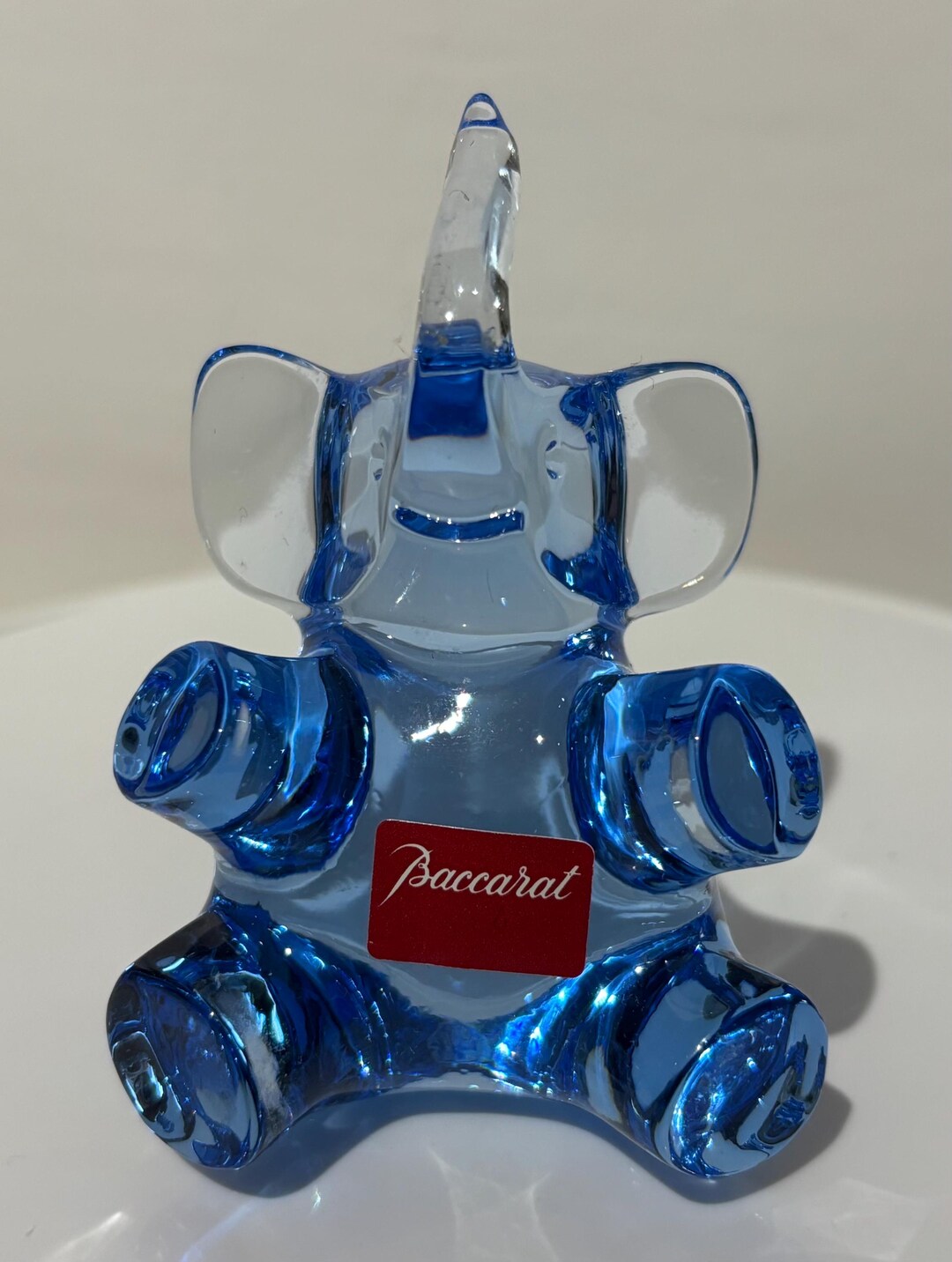 Small Crystal Figurine Baccarat Sitting Elephant Blue - Etsy