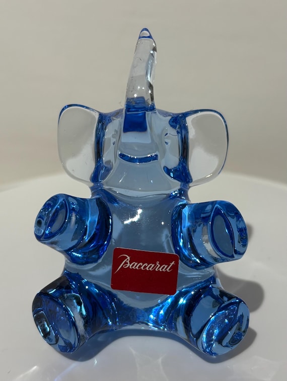 Small Crystal Figurine Baccarat Sitting Elephant Blue - Etsy